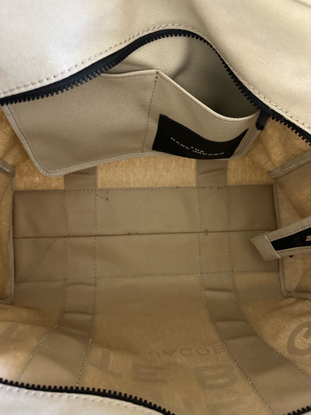Marc Jacobs Large Canvas Tote Bag Beige Neutral - Picture 8 of 9